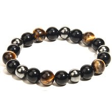 Charger l&#39;image dans la galerie, Bracelet - 3 pierres ŒIL DE TIGRE - OBSIDIENNE - HÉMATITE
