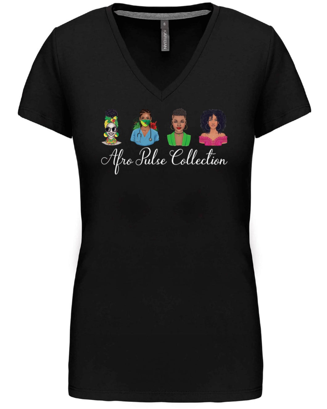 T-Shirt noir col V Collector Femme